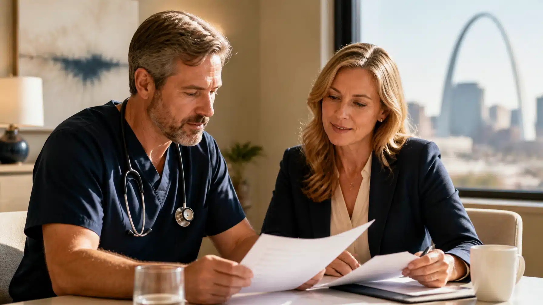 When A Missouri Court Values A Medical Practice A wall calendar beside a folder of practice records